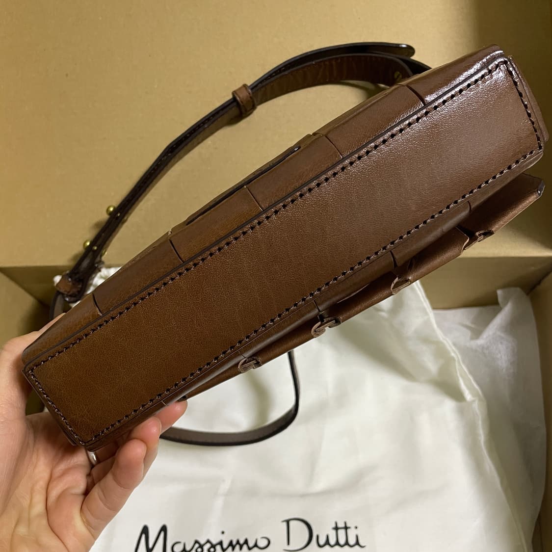 [새상품] 마시모두띠 브라운 소가죽 미니 크로스백 상품이미지3