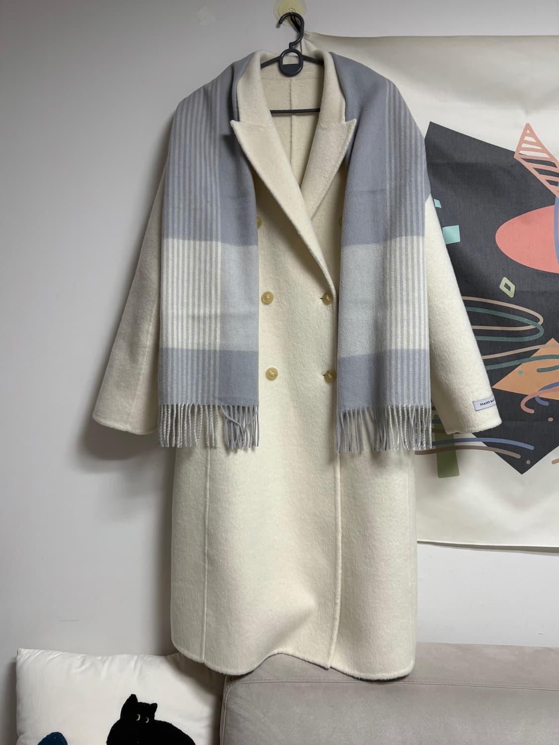 마젤브라운 양모 아이보리 더블코트 상품이미지5