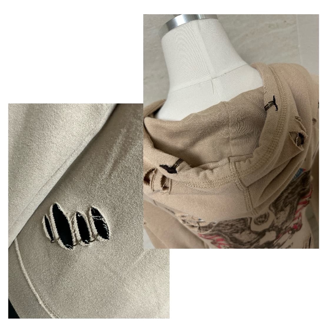 Beige Brown Damage Point Zip U 상품이미지6