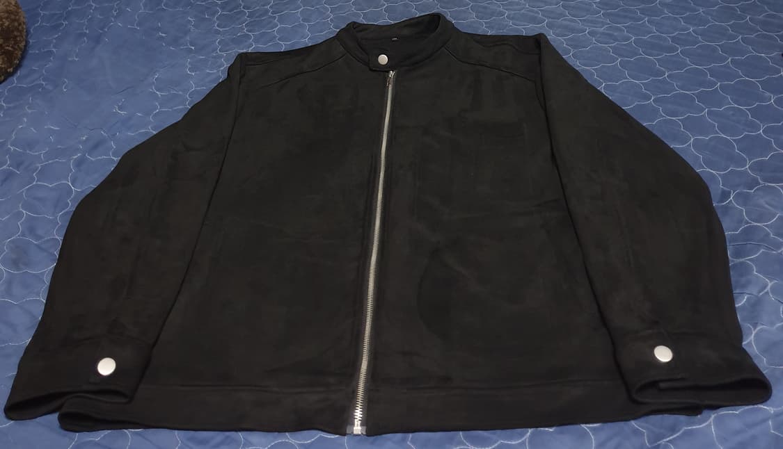 넥버튼 스웨이드 짚업자켓 블랙 (XXL) 상품이미지1