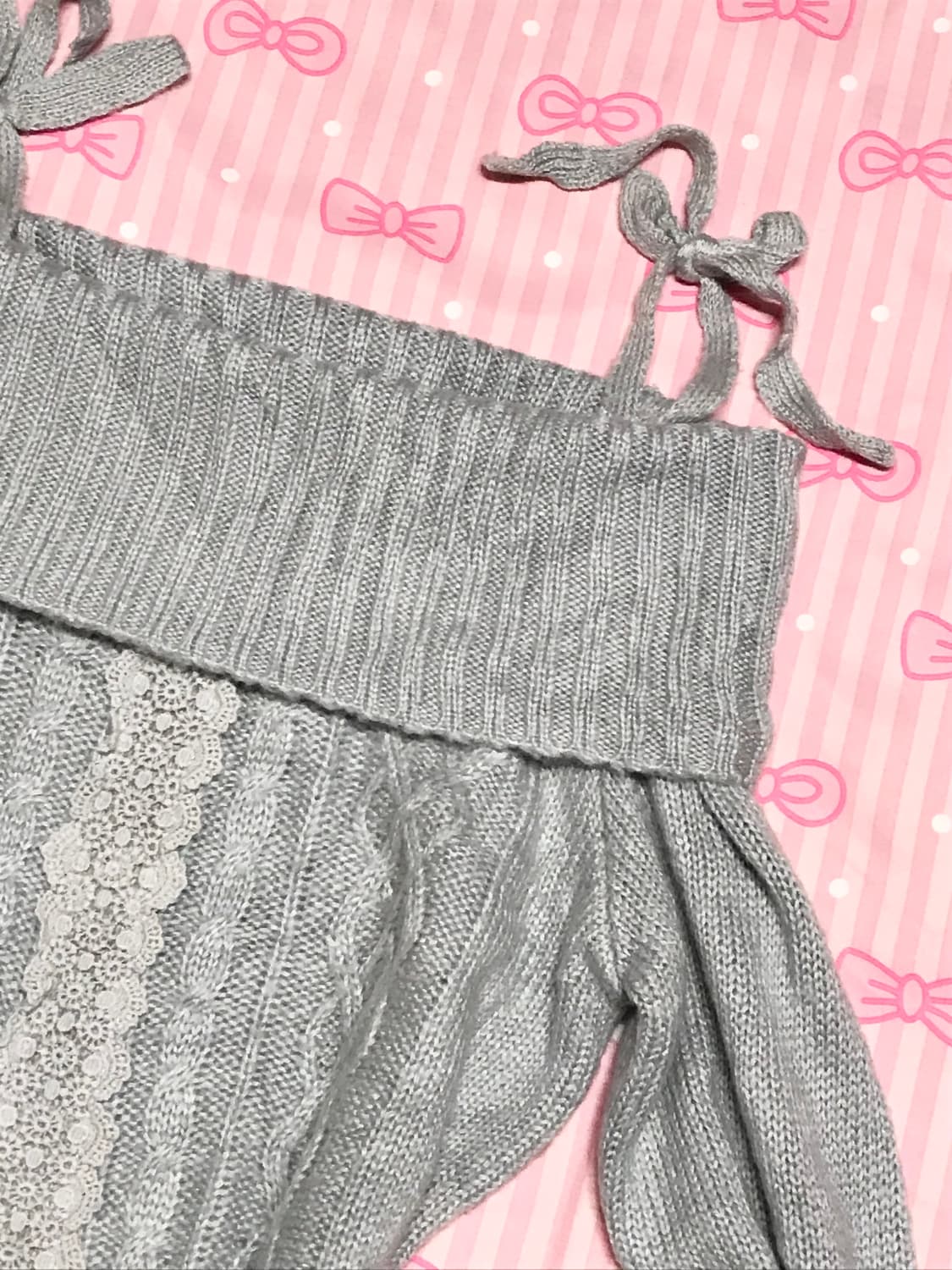 오프숄더 하늘색 레이스 니트 갸루 핀터레스트 상품이미지3