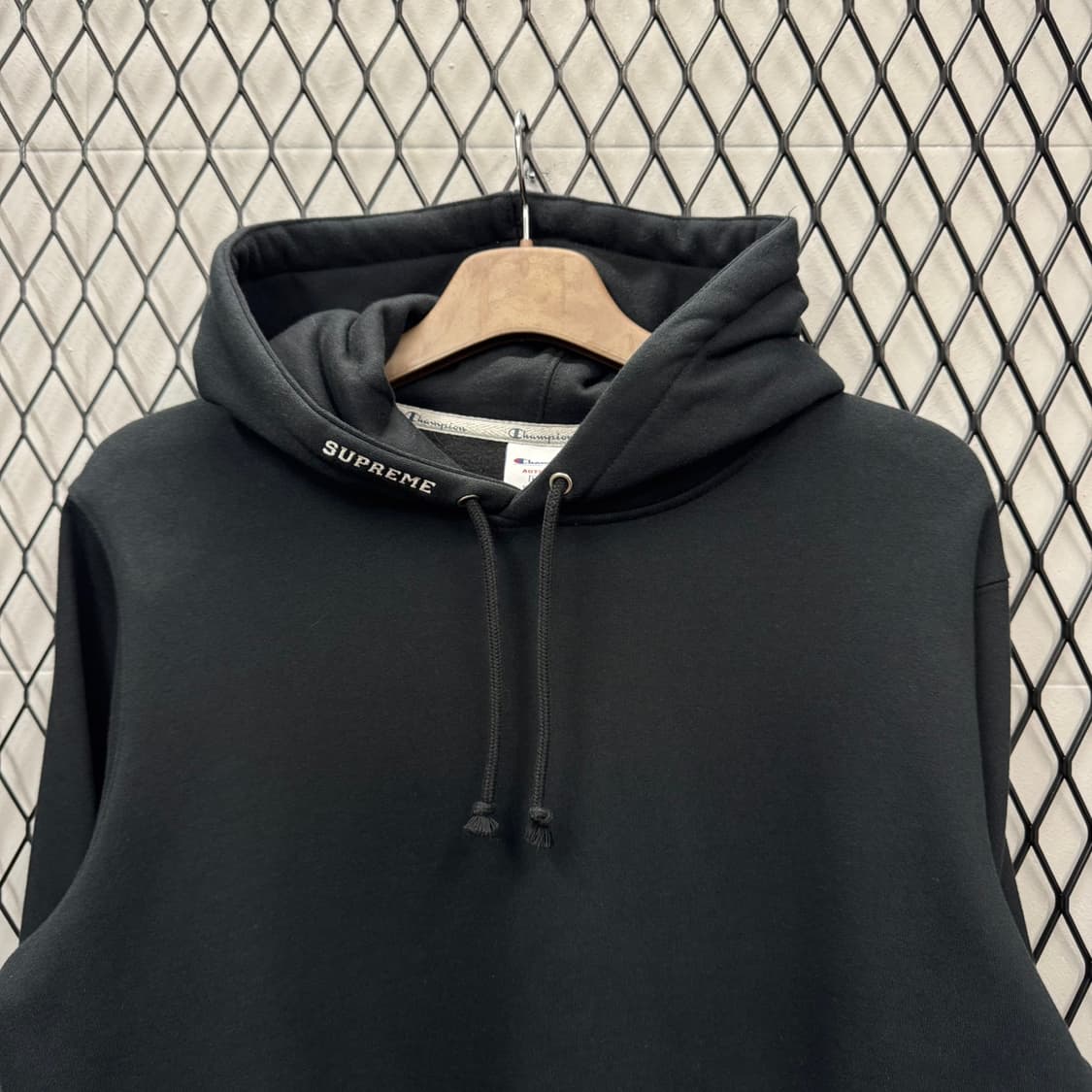 18S/S 슈프림 X 챔피온 후디 스웻셔츠 빅로고 프린팅 디테일 후드티 상품이미지4