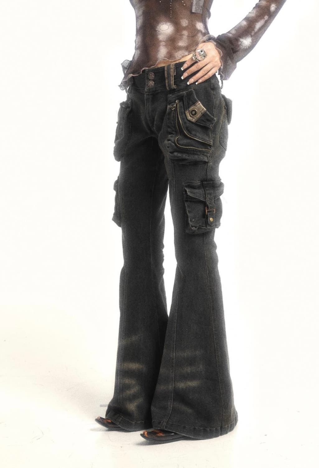 Floirds Market 멀티 포켓 빈티지 데님 팬츠 상품이미지1