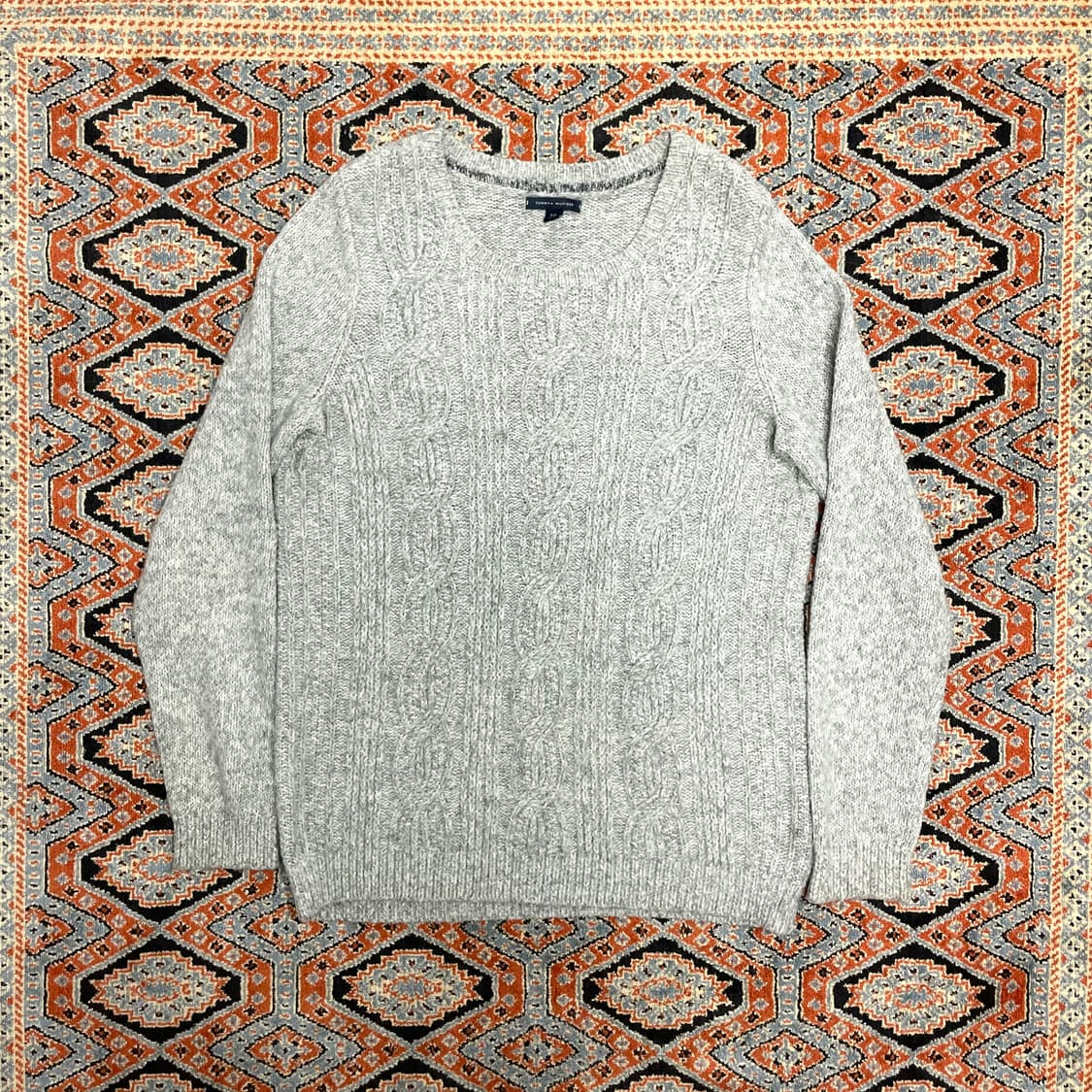 타미힐피거 그레이 꽈배기 아크릴혼방 니트 여성L 상품이미지1