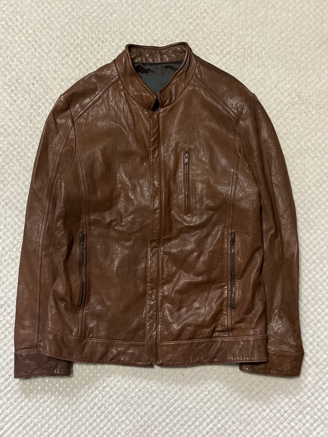 AND Z 웨스턴 무드 램스킨 양가죽 바이커 절개 레더 자켓 상품이미지1