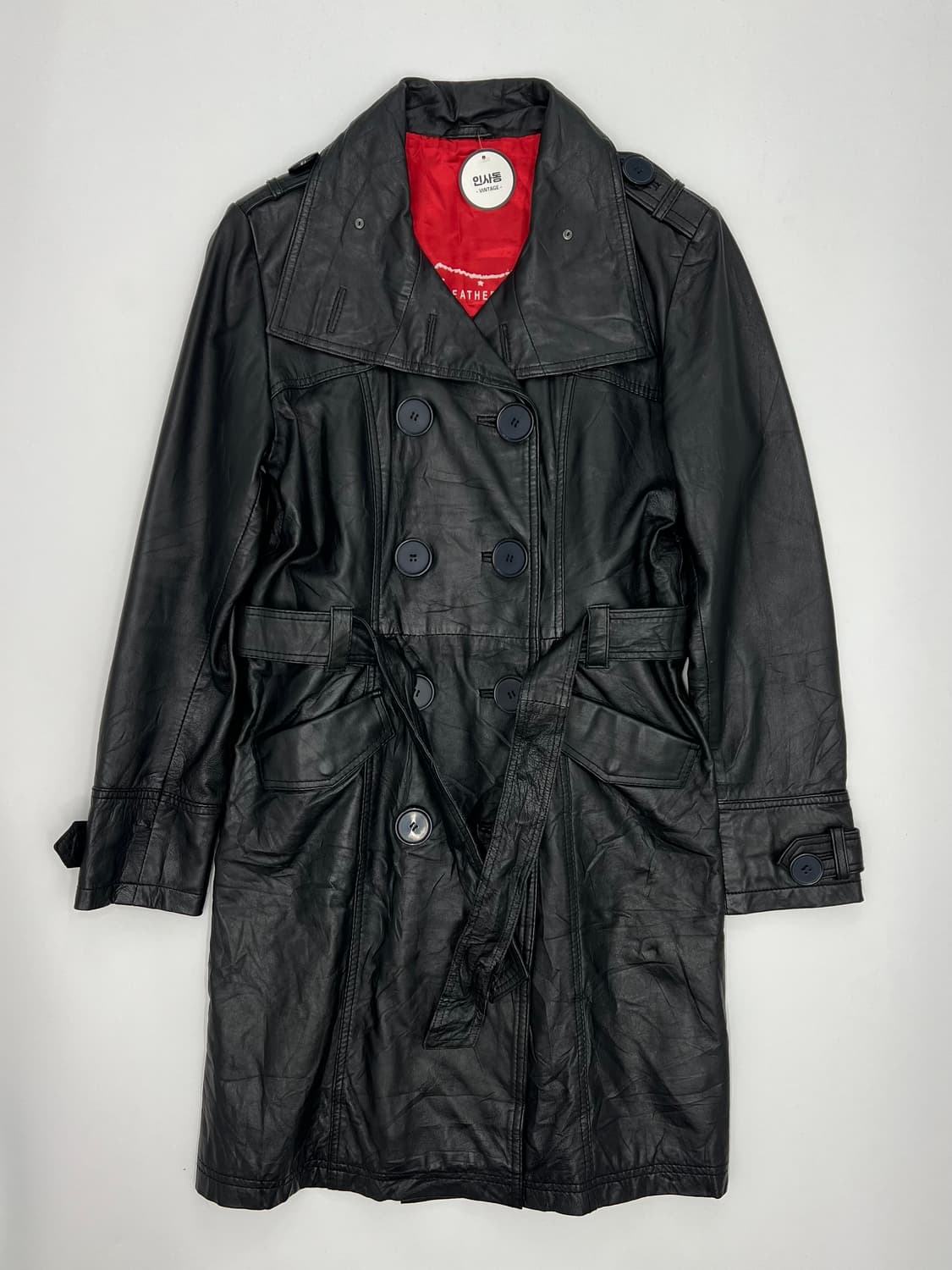 빈티지 우먼 롱 레더 자켓 상품이미지1