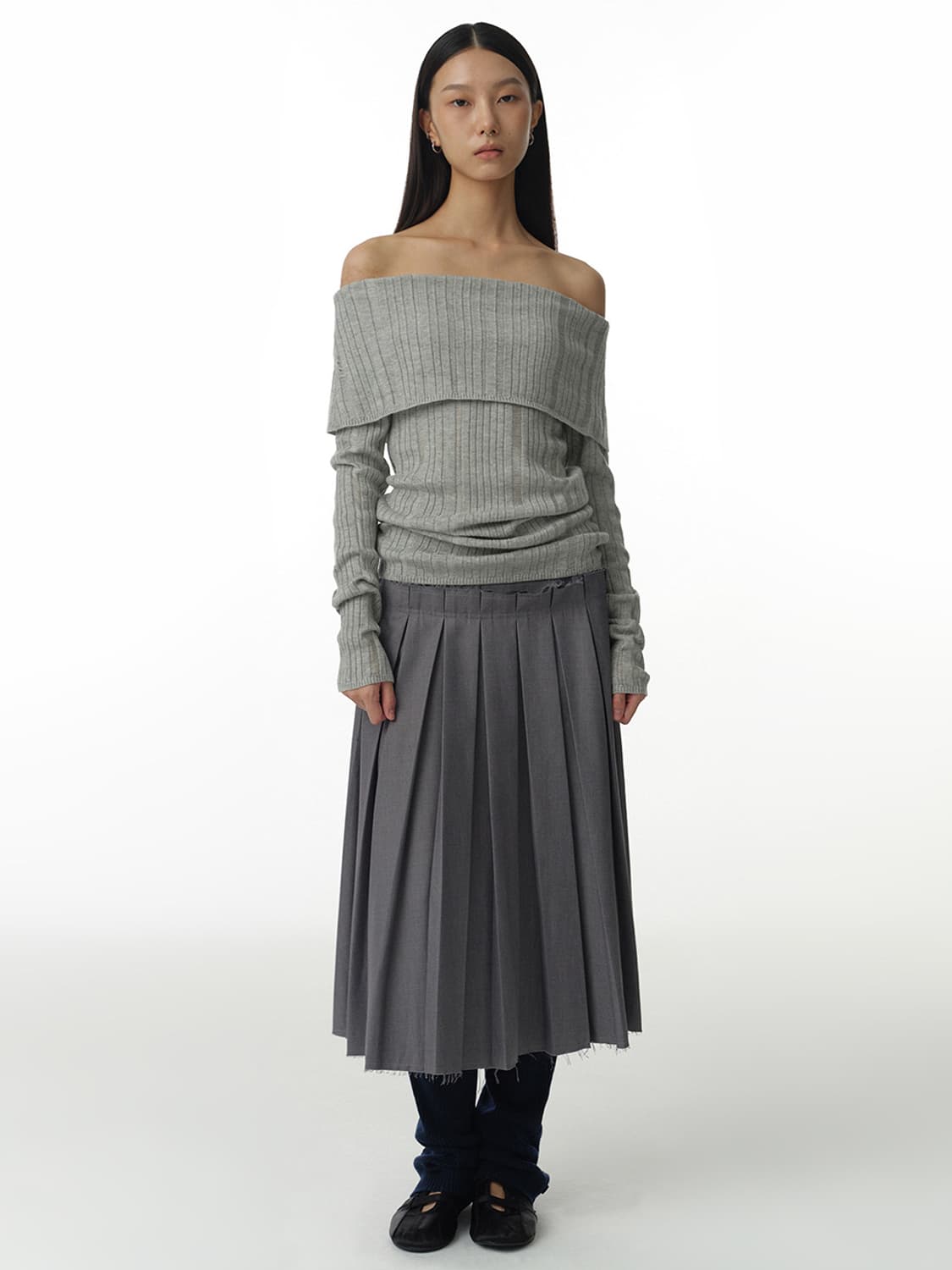 밀로우먼 Buckle Pleated Skirt [Gray] 2사이즈 상품이미지1