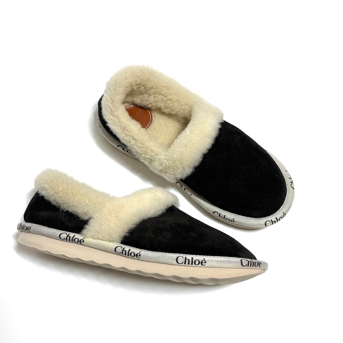 Chloe 끌로에 우디 양모 시어링 스웨이드 퍼 슬립온225-230 상품이미지5