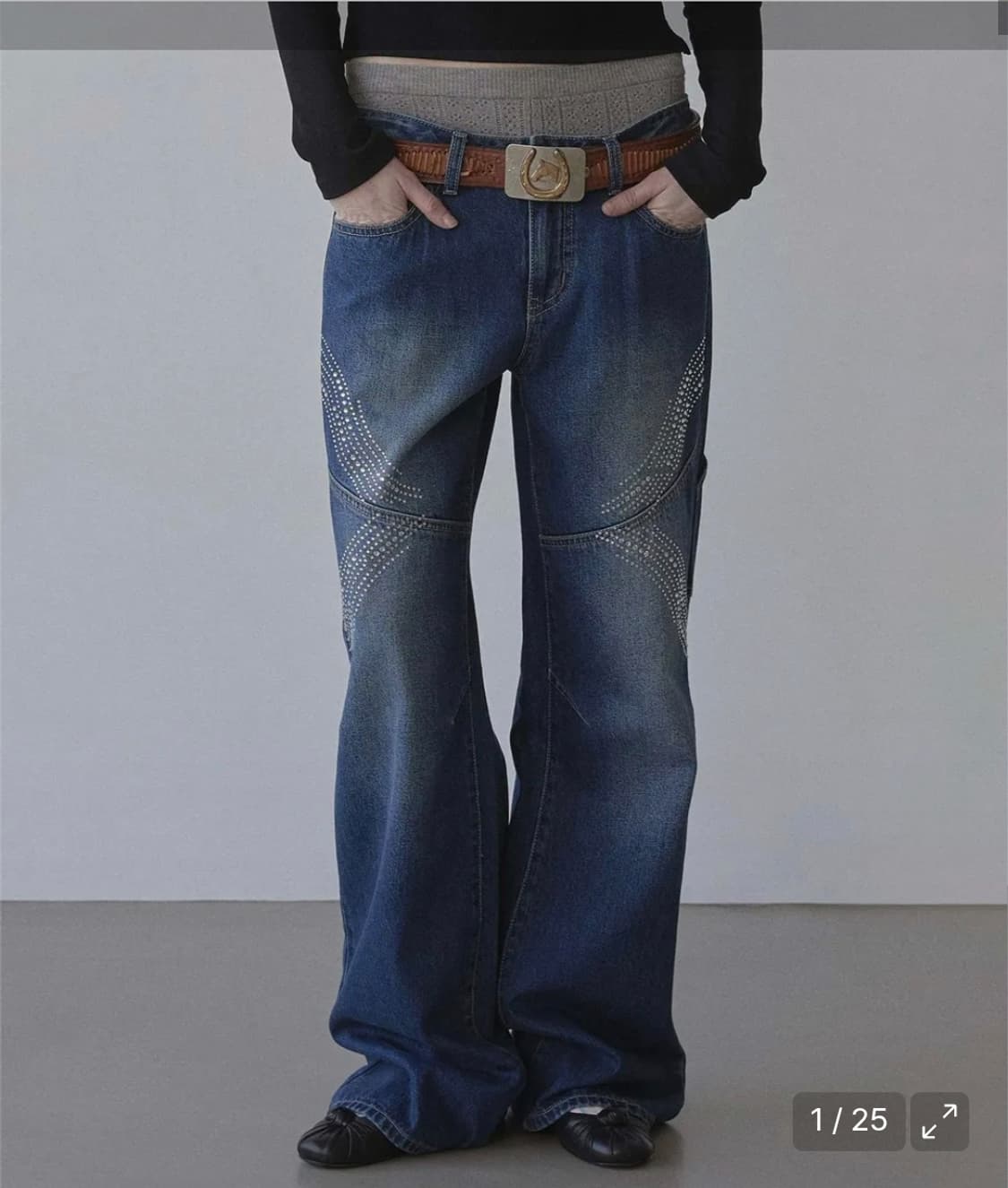 Sculptor Rhinestone Lowrise Denim-S size 상품이미지1