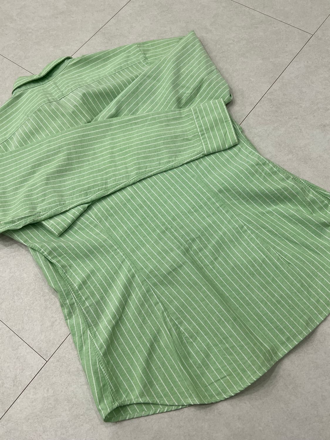 폴로 랄프로렌 멀티 민트 스트라이프 셔츠 (여성 슬림핏) 상품이미지4