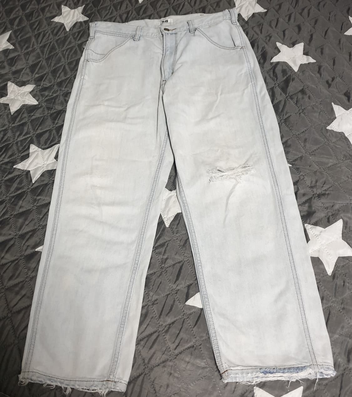 유니클로 U 와이드핏 테이퍼드 진(32) 디스트로이드 커스텀 상품이미지1