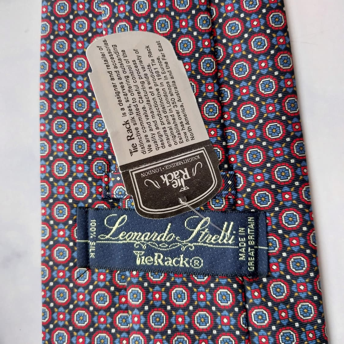 TIE RACK 타이랙 넥타이 블루 기하 패턴 10cm 새제품 K2561 상품이미지10