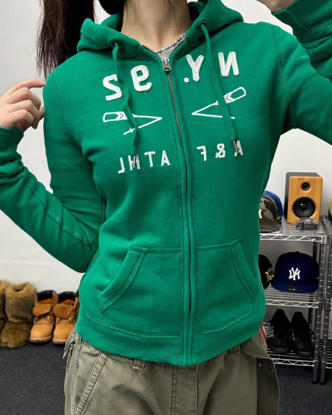 아베크롬비 아플리케 로고 후드집업 상품이미지1