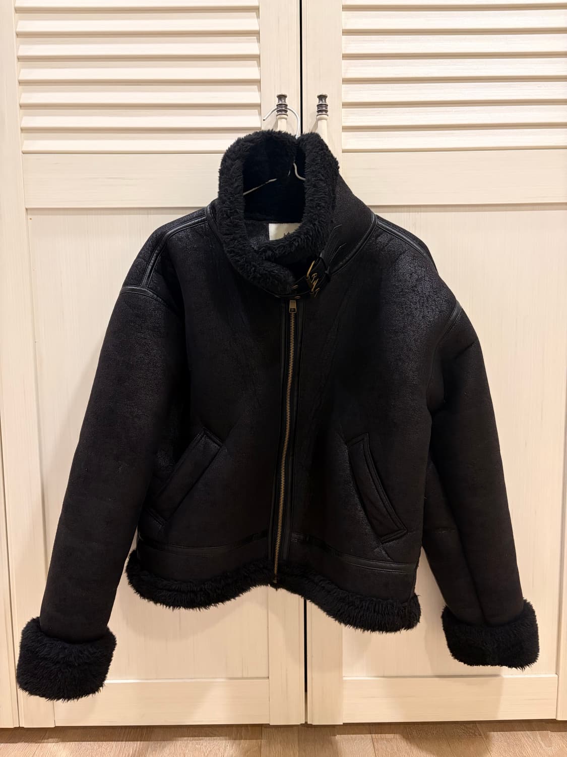 어텀 무스탕 자켓 블랙 상품이미지3