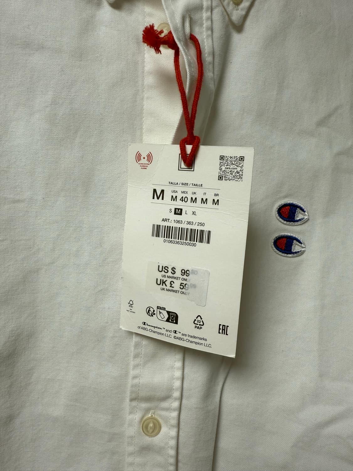 자라 챔피온 셔츠 화이트 (M, 100-105) 한국미발매 상품이미지4