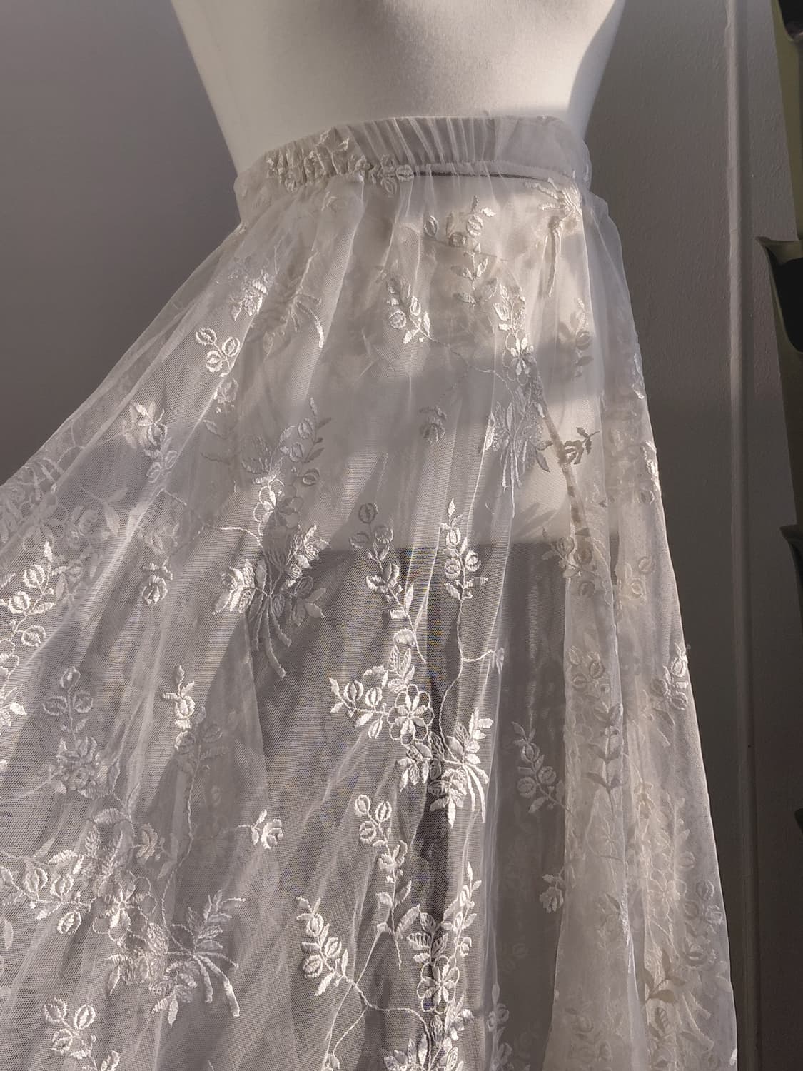 [빈티지] 아이보리 플라워 자수 레이스 스커트 상품이미지2