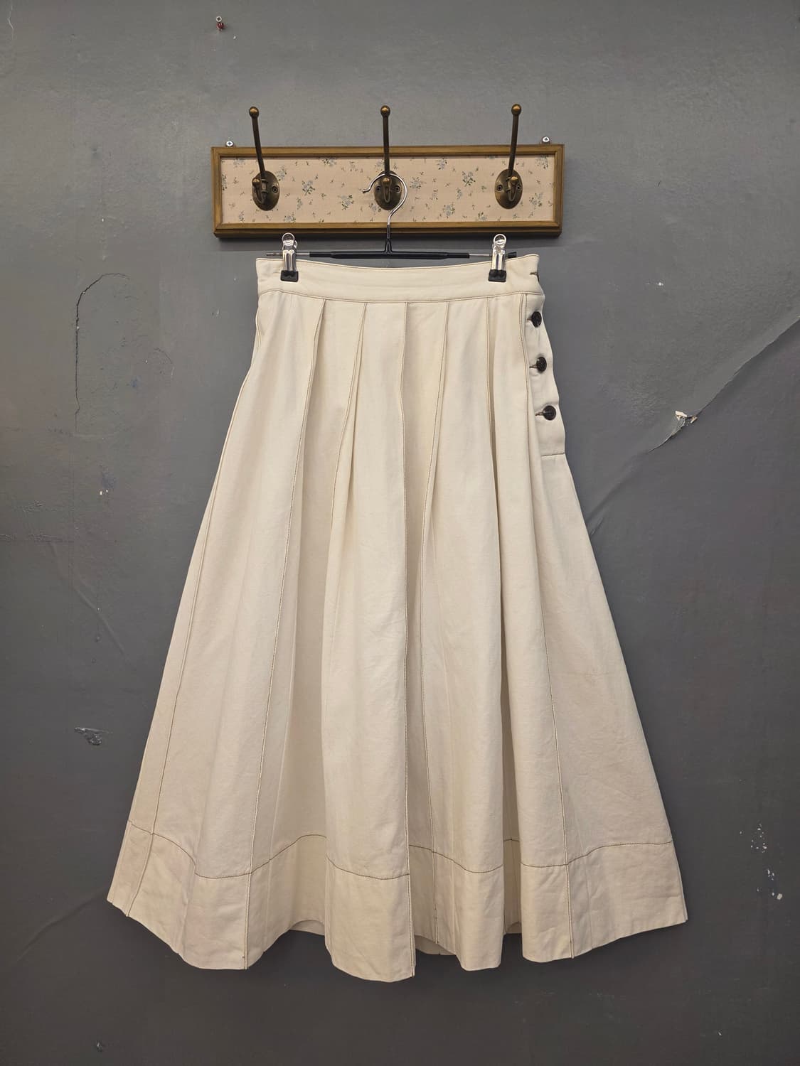 일본빈티지 옆단추면스커트 상품이미지1