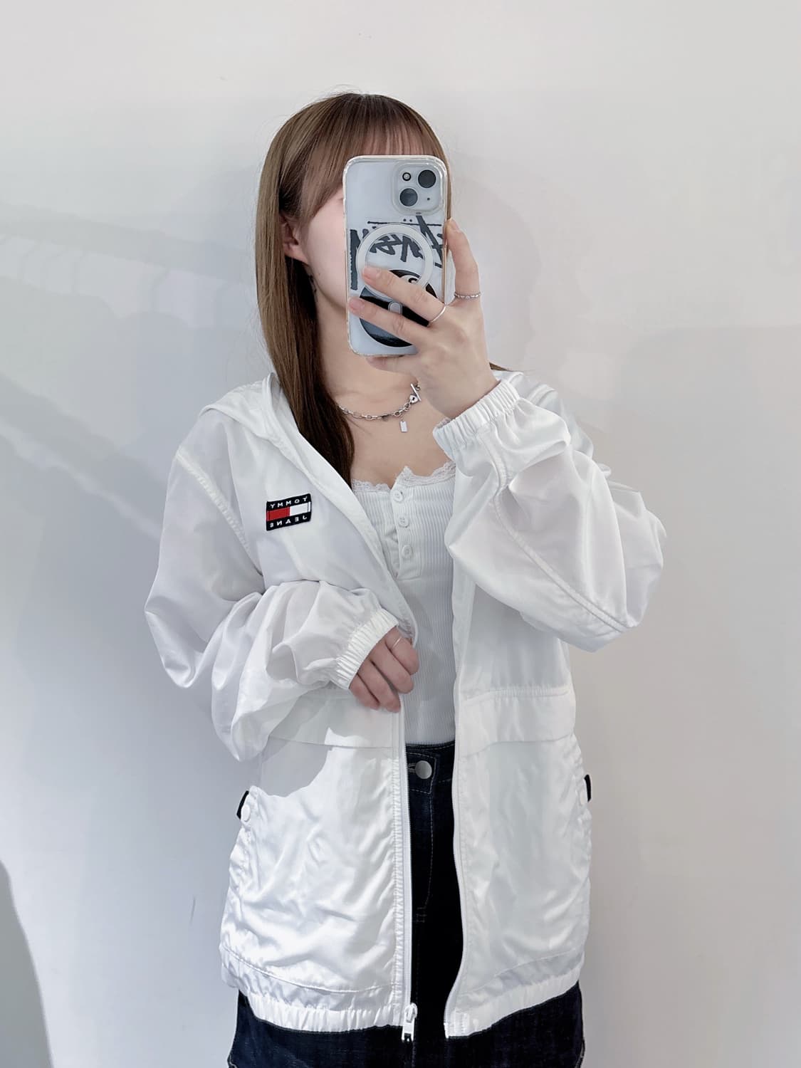 타미진스 화이트 풀집업 바람막이 상품이미지2