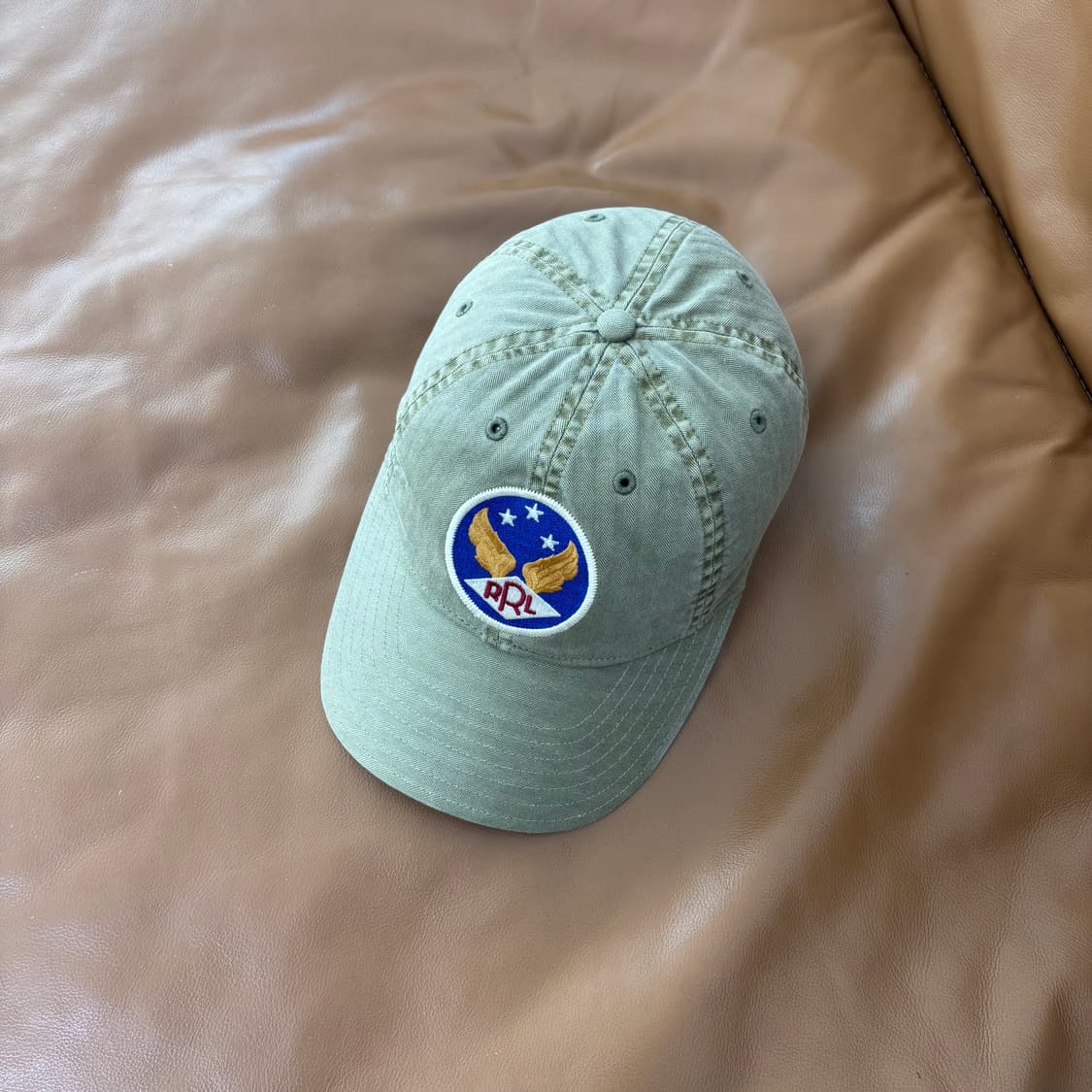 RRL 더블알엘 랄프로렌 폴로 윙로고 6패널 볼캡 모자 워시드 카키 상품이미지5