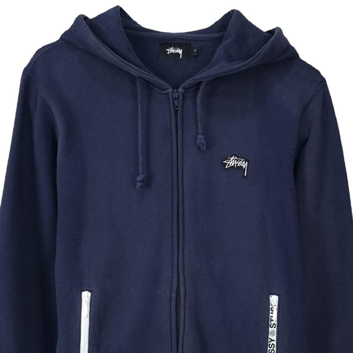 [스투시] 로고 패치 후드 집업 네이비 P01634 상품이미지4