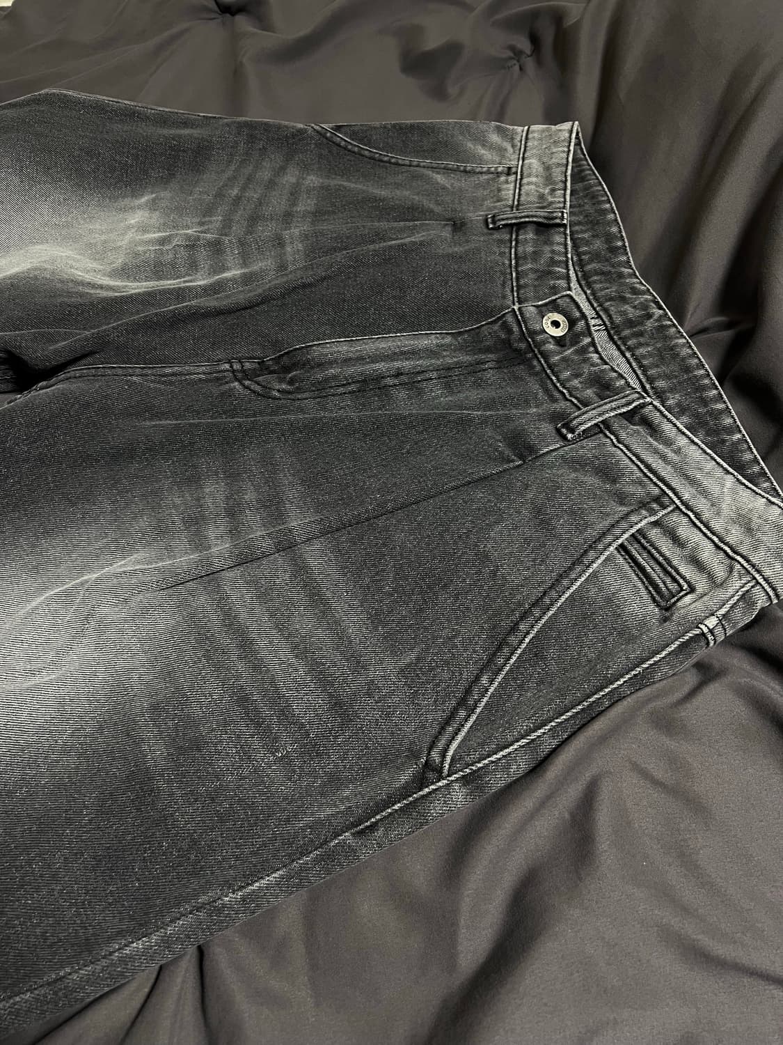 [쿠어] 워시드 원턱 라운드 데님 팬츠 L 상품이미지10