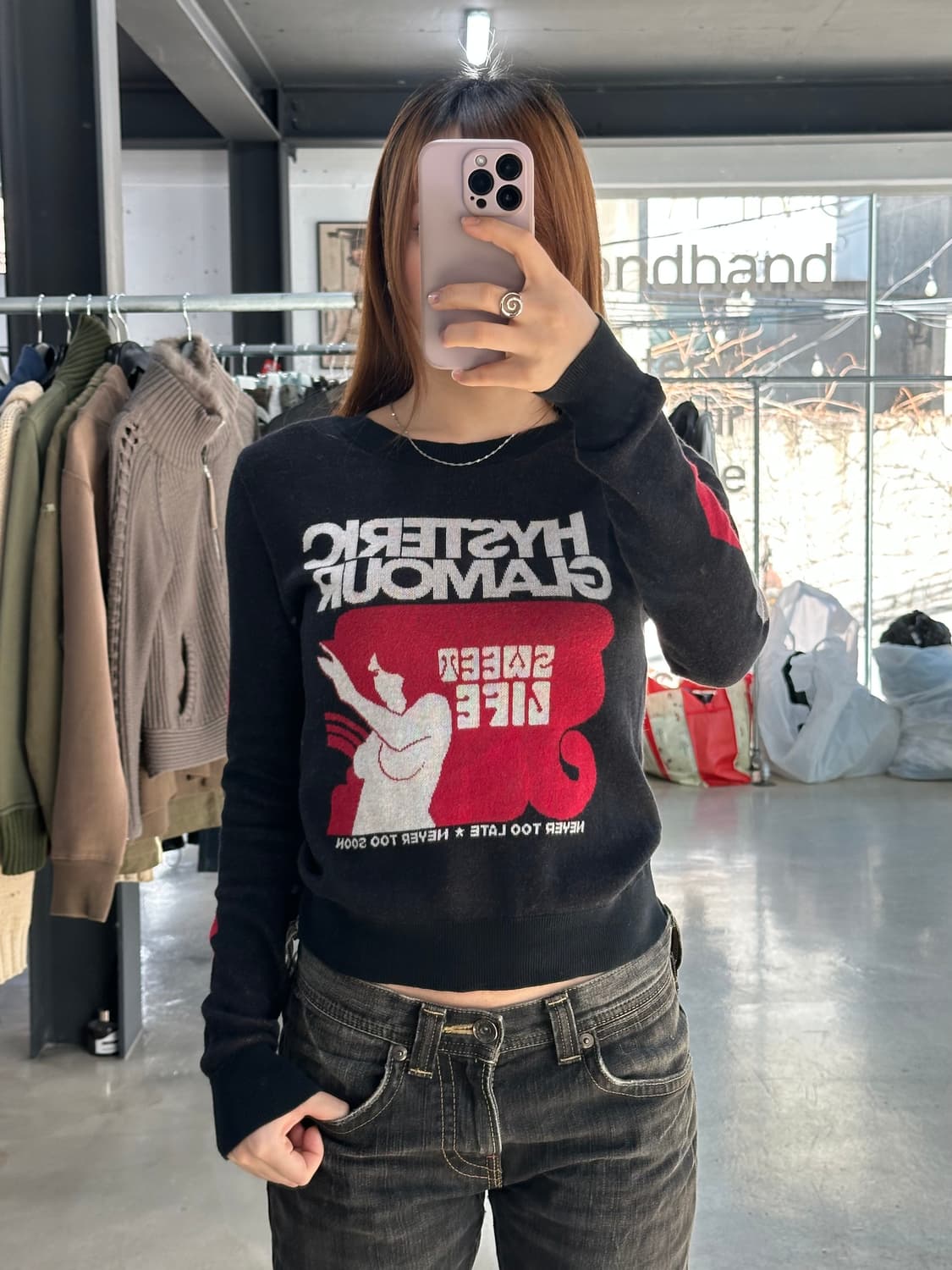 히스테릭글래머 Dizzy & Milky아가일 니트롱슬리브 상품이미지4