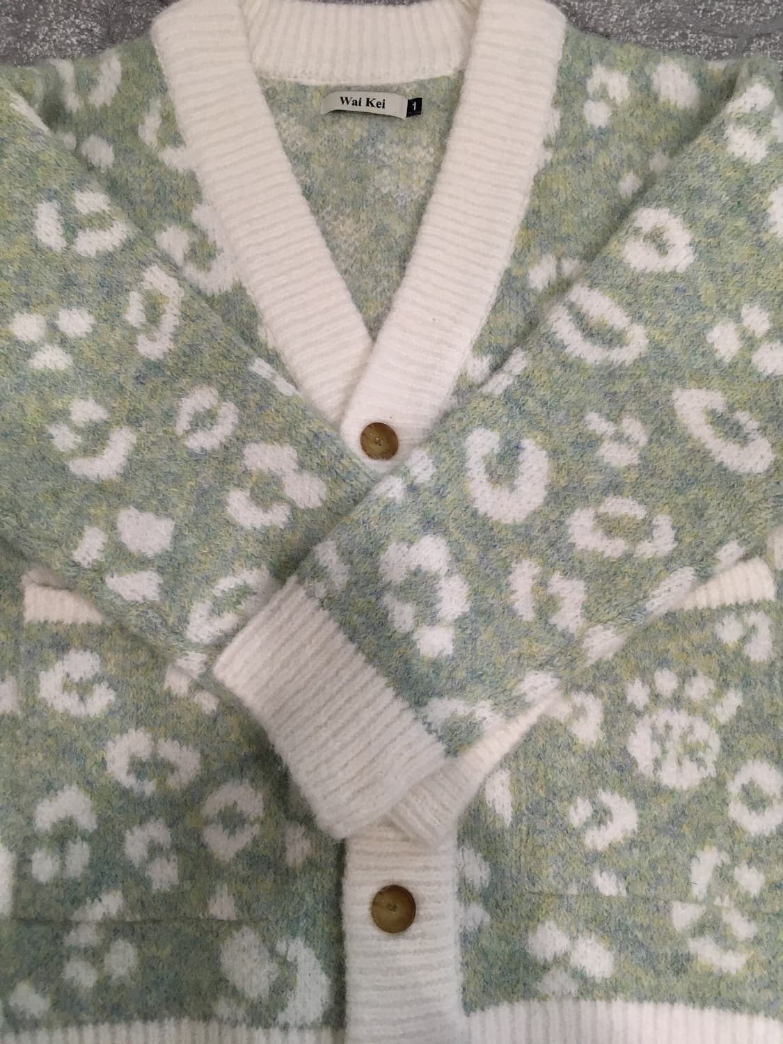 와이케이 YK 레오파드 니트 가디건 민트 상품이미지5