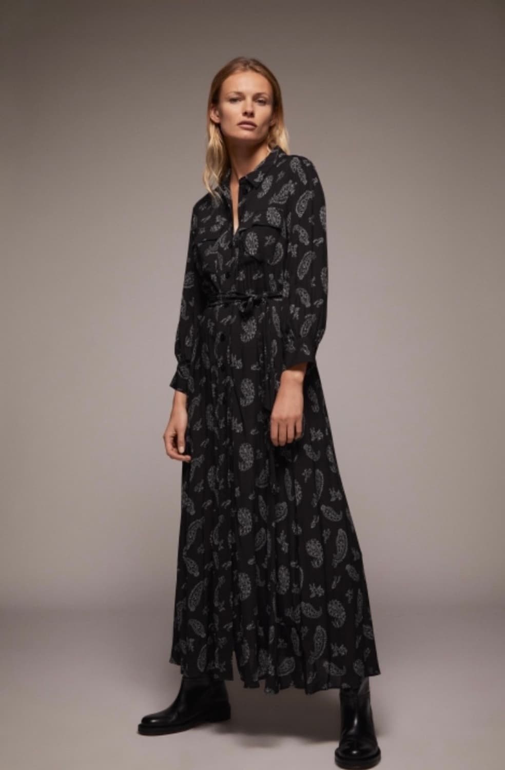 ZARA 블랙 프린트 롱원피스_S사이즈(새 제품) 상품이미지3