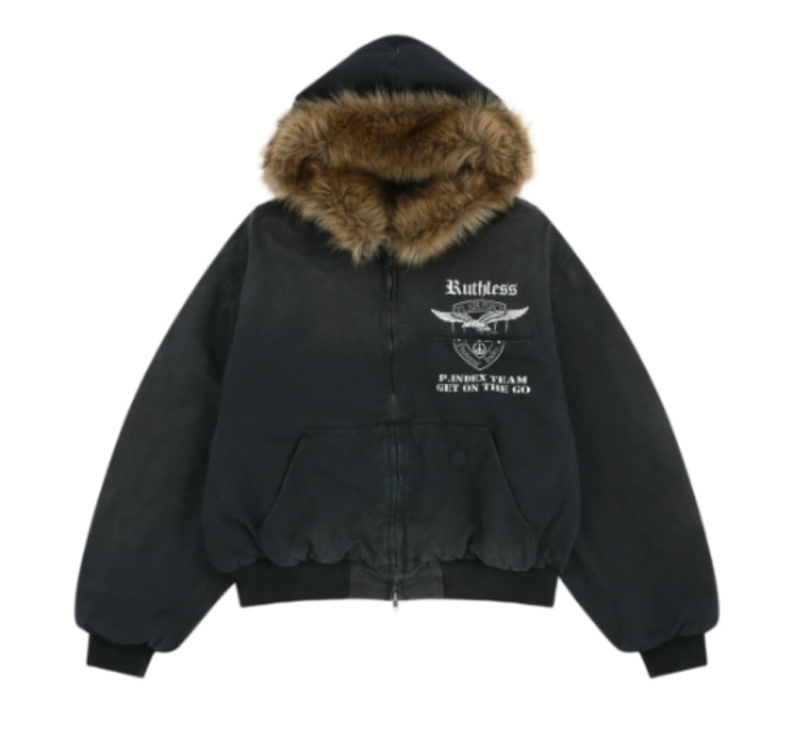 (구매)프로토콜 인덱스 디테처블 퍼 후드 워크 자켓 블랙1 상품이미지1