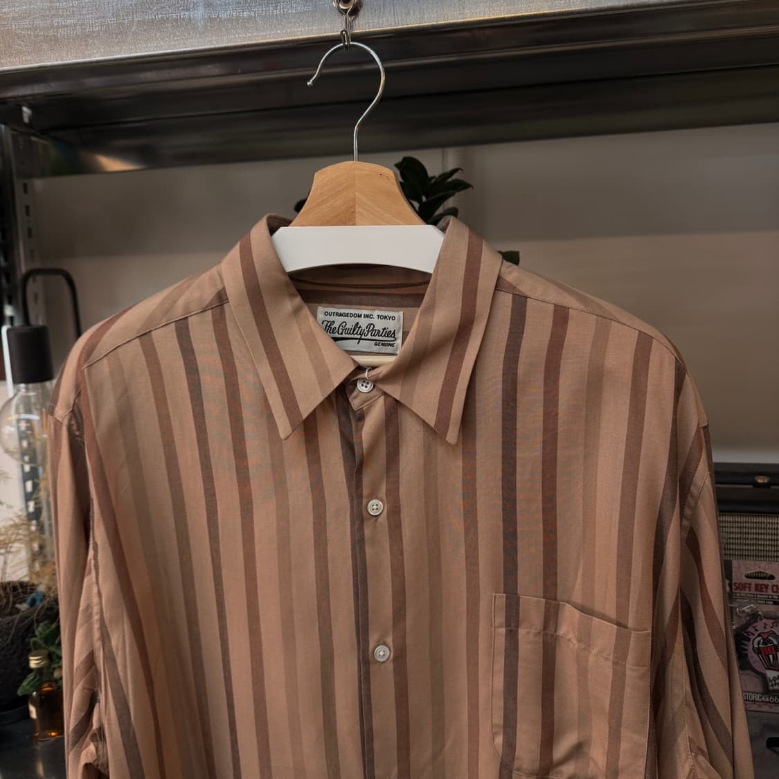 25SS 와코마리아 레이온 스트라이프 패턴 셔츠 XL 상품이미지2