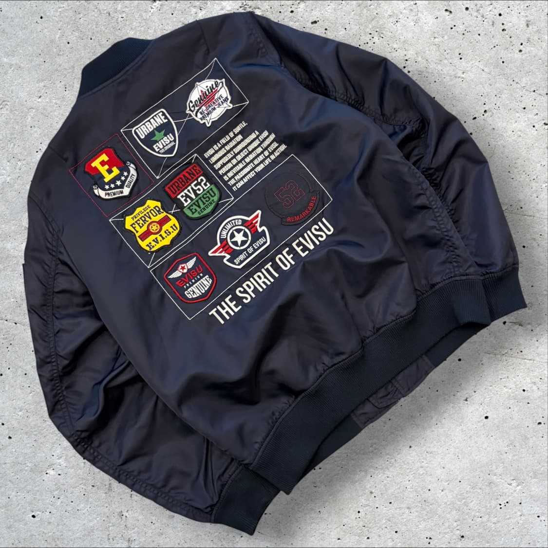 [95] 에비수 패치 나일론 봄버 자켓 네이비 D845 상품이미지1