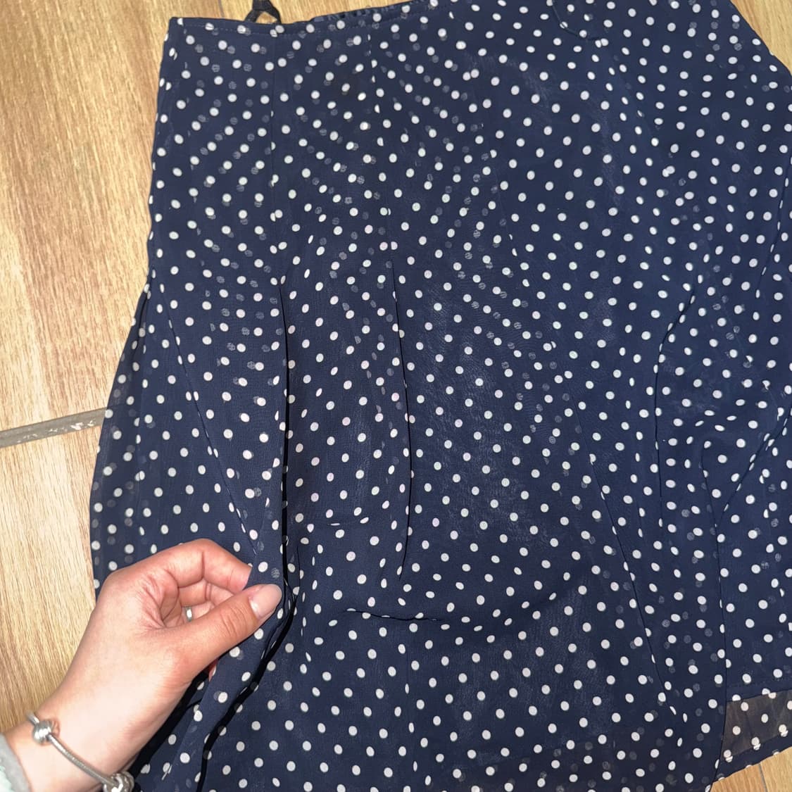 빈티지 도트 미디 치마 (navy) 상품이미지2