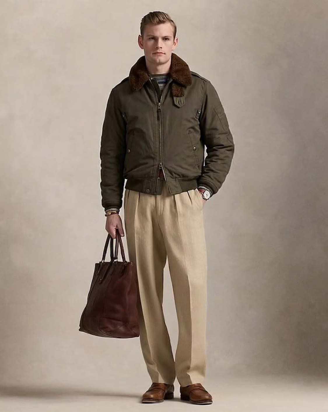 폴로 랄프로렌 b-15 램스킨 시어링 왁스드 다운 플라이트 봄버자켓 상품이미지4