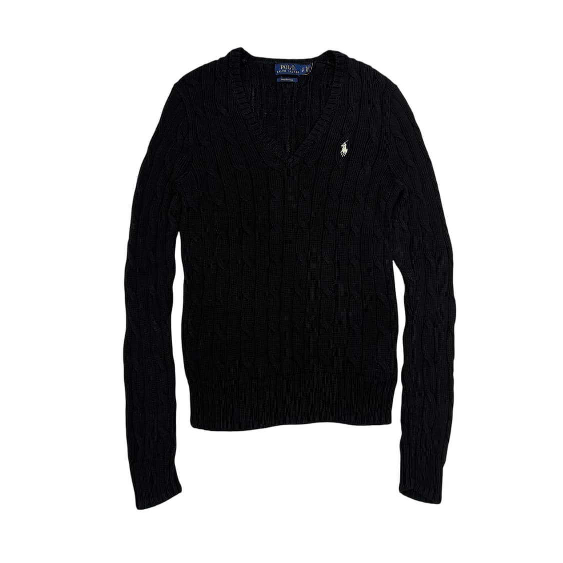 폴로 QR 케이블 v넥 니트 상품이미지1
