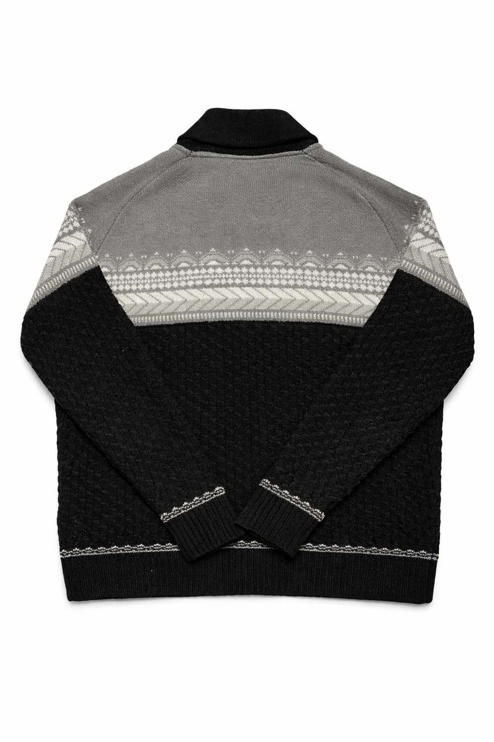 90s~00s WOODS 우즈 캐나다 빈티지 블랙그레이 노르딕 니트 집업 상품이미지2