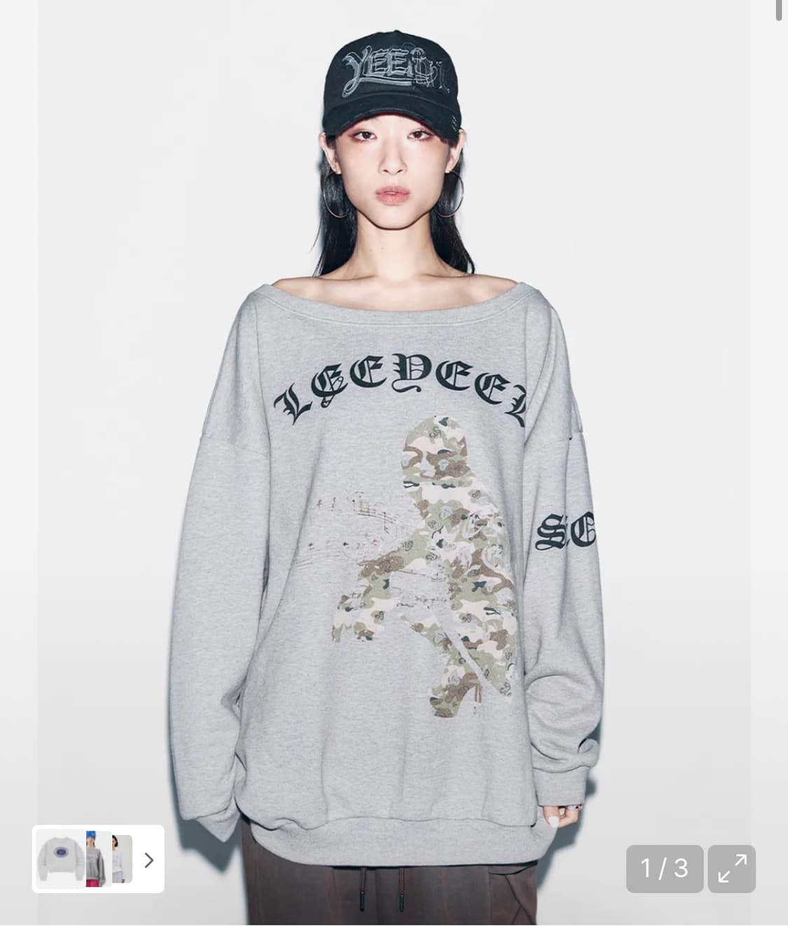 YEEL GRAPHICS OFF-SHOULDERSWEATSHIRT구해요 상품이미지1