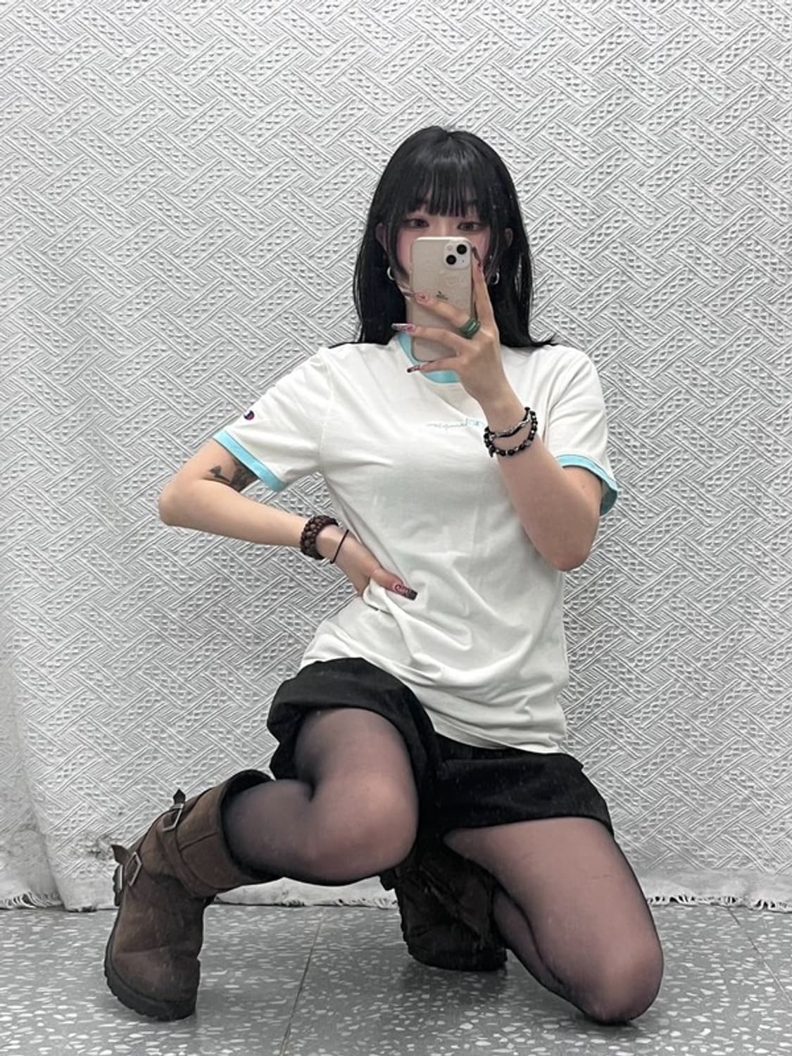 챔피온 빈티지 Y2K 민트코어 링거티 반팔티 M C11817 상품이미지1