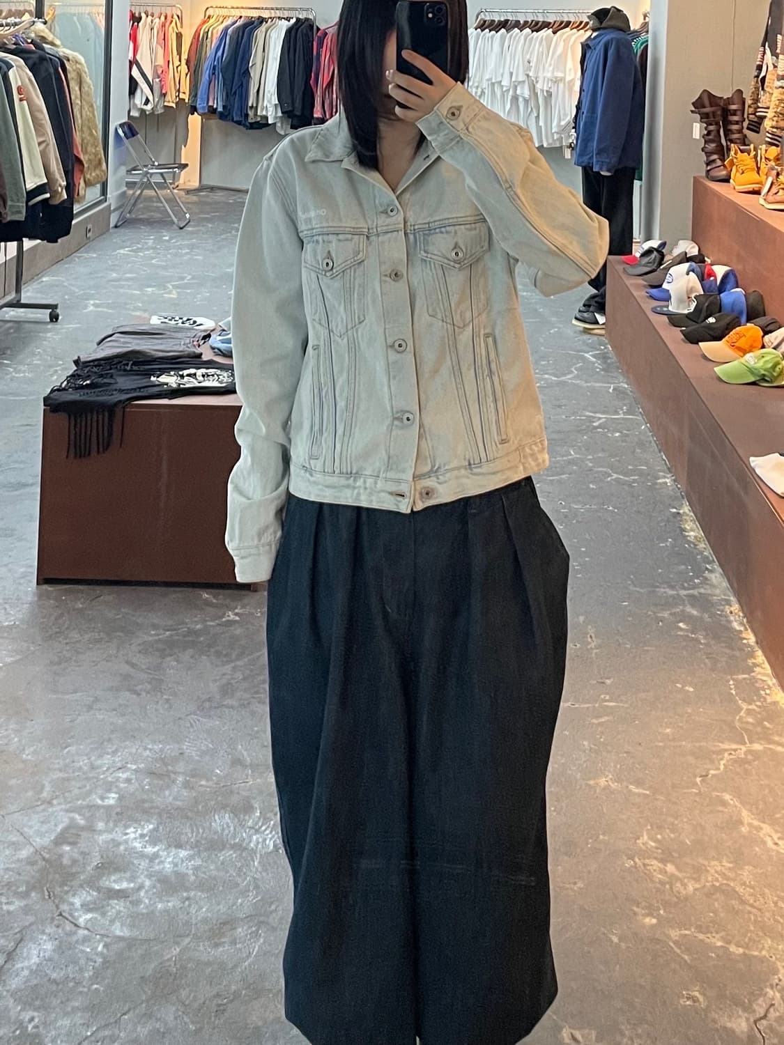 오프화이트 백 디아그 프린팅 데님 자켓 H1084 상품이미지1