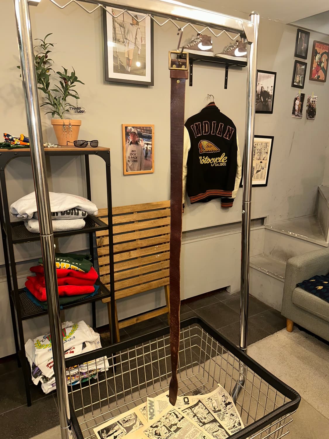 Genuine leather aging brown belt 상품이미지3