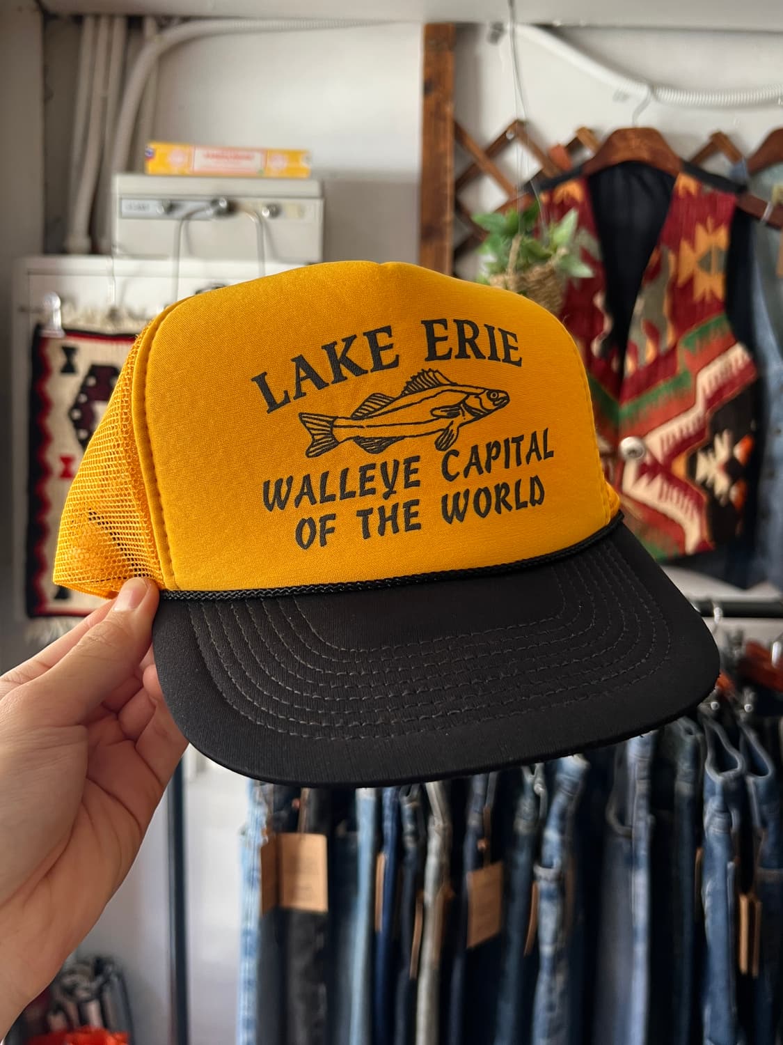 90's USA 빈티지 LAKE ERIE 피싱 트러커 캡 상품이미지1