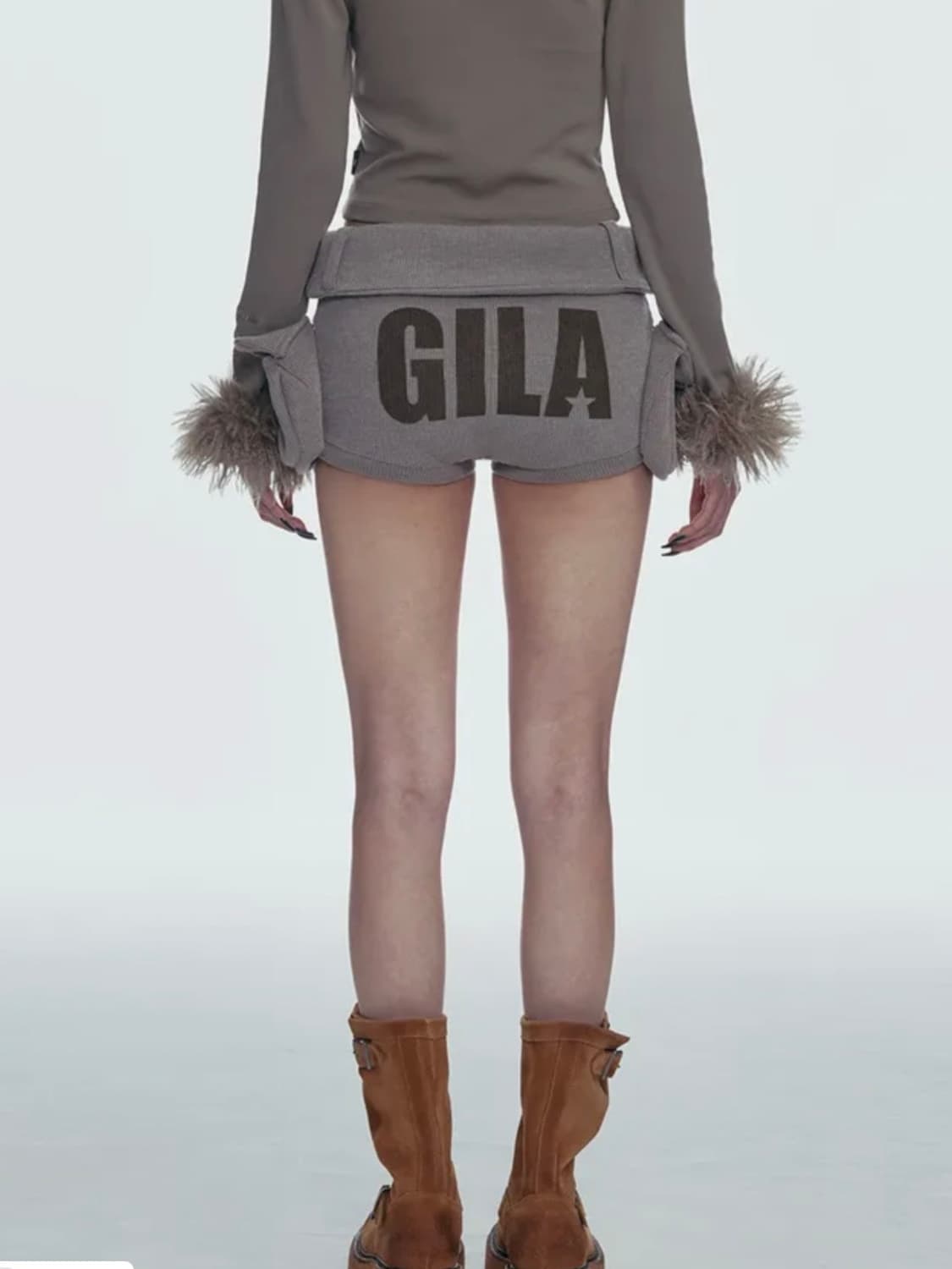 BOLD LOGO POCKET KNIT SHORTS_BROWN 상품이미지2