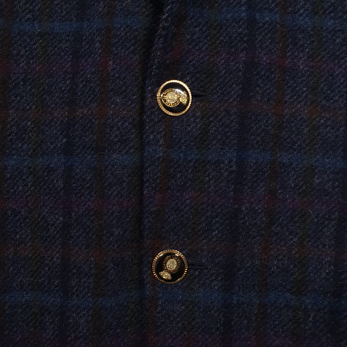 아브라함 문 해리스트위드 퓨어 뉴 울 싱글 금장 버튼 체크 블레이저 자켓 상품이미지3