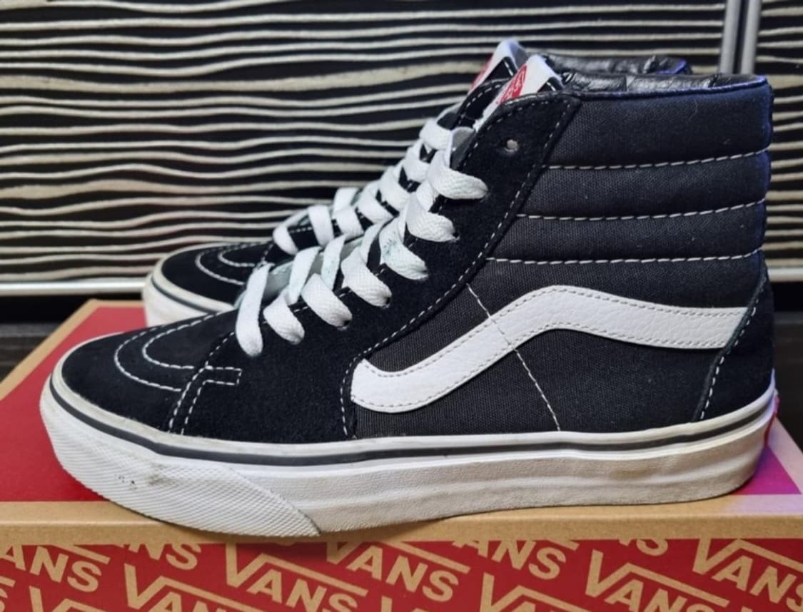 VANS 반스 블랙 화이트 하이탑 스케이트보드 슈 상품이미지3