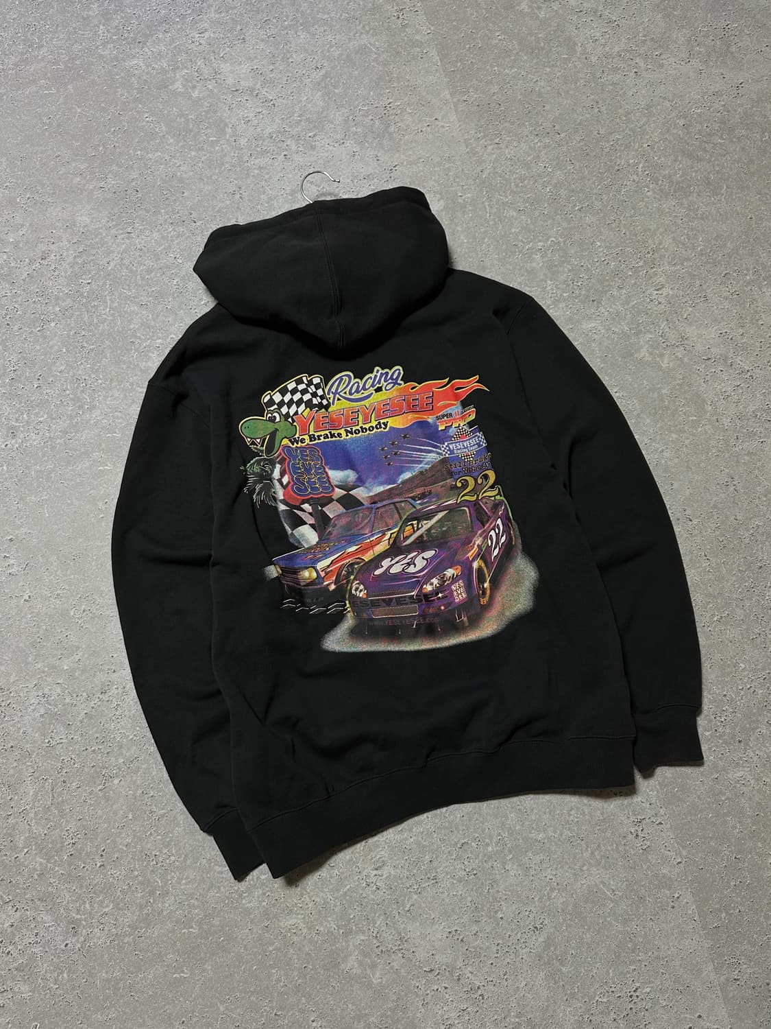 예스아이씨 레이싱 빅로고 블랙 후드티 상품이미지1