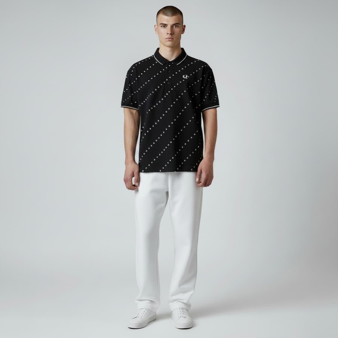 [S] Fredperry 프레드페리 도트 블랙 반팔 카라티 상품이미지2