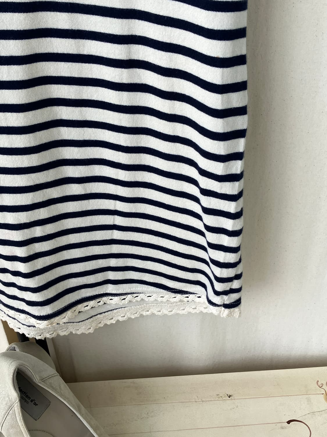  ivory stripe crochet lace half t-shirt 상품이미지7
