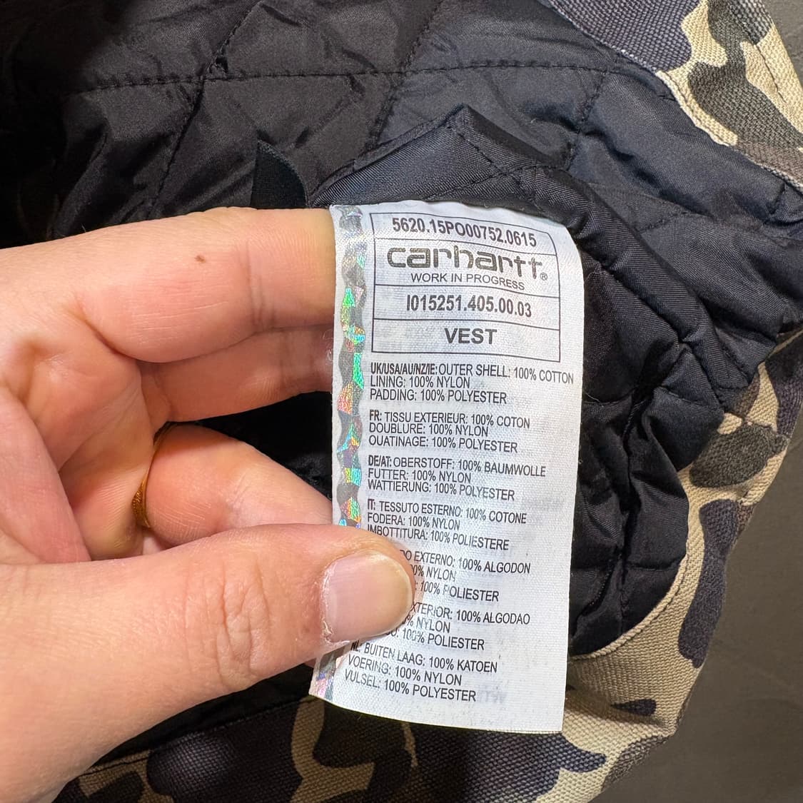 [L] CARHARTT 칼하트 카모플라주 워크 베스트 상품이미지8