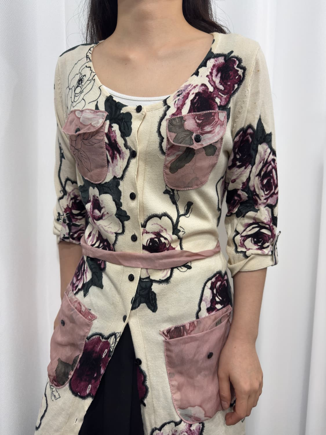 oriental flower design knit cardigan 상품이미지3