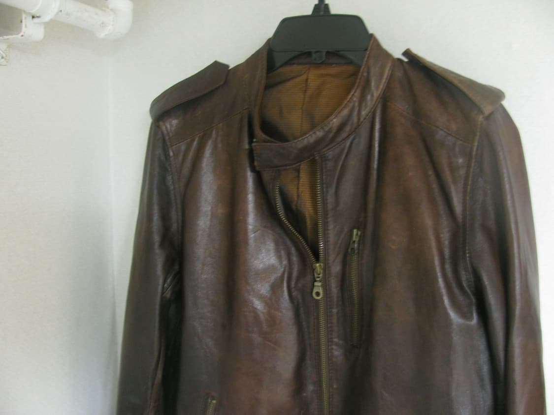 Slim Fit Brown Leather Jacket 상품이미지3