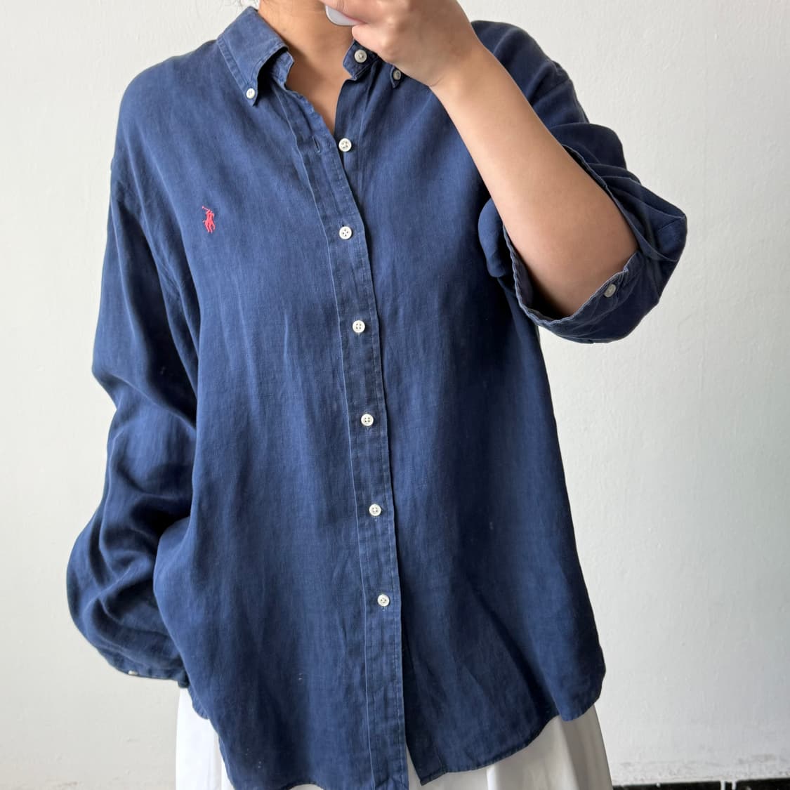 [XXL] 폴로 네이비 린넨 셔츠 상품이미지1